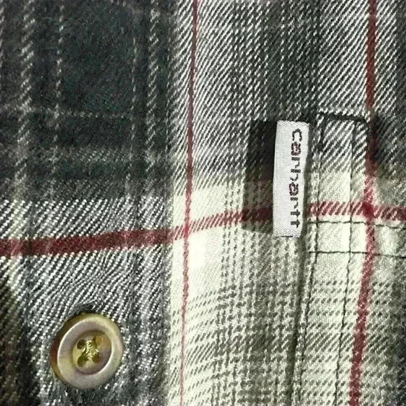 Carhartt Mens Long Sleeve Flannel Shirt Relaxed Fit Plaid Size Large - Picture 5 of 9